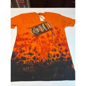 Harley Davidson Orange Brown Oil Can Jamaica Shirt Size L